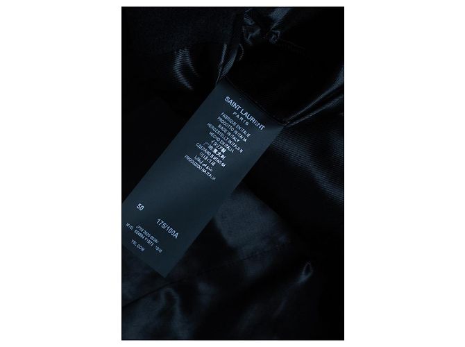 Saint Laurent, schwarzer Mantel 2020 mit militärischen Details - Ansicht 6