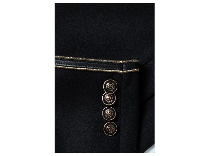 Saint Laurent, schwarzer Mantel 2020 mit militärischen Details - Ansicht 7