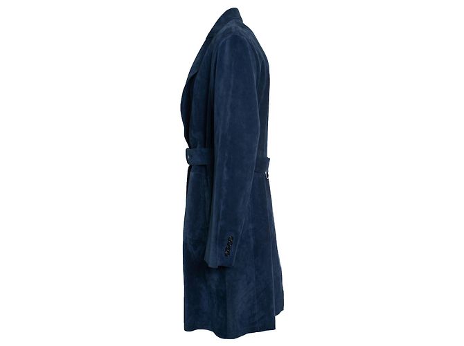 Casaco trench de camurça azul Alexander McQueen - vista 4