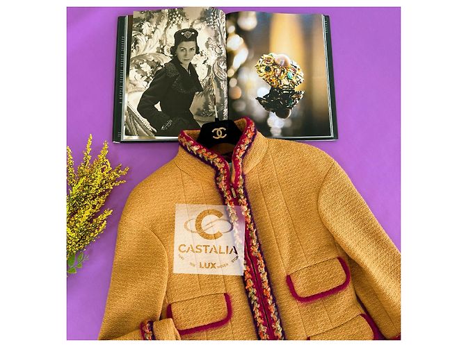 Chanel Verspielt audace Tweedjacke Supermarkt 36 FR Senf - Ansicht 10