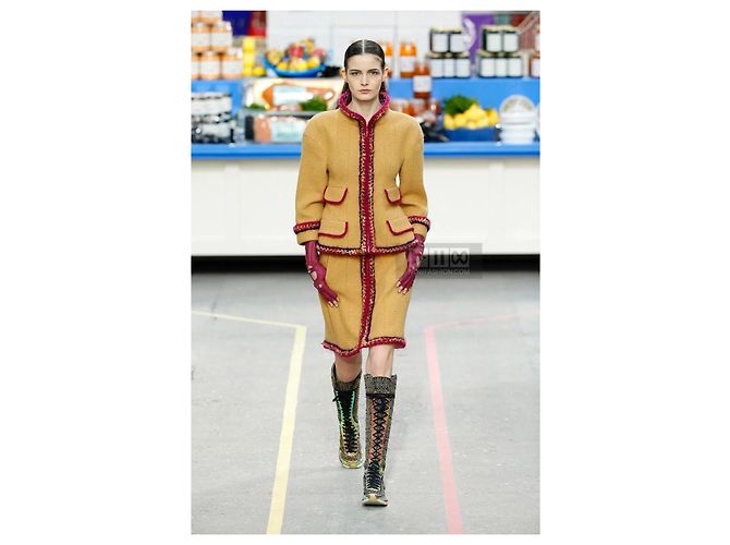 Chanel Verspielt audace Tweedjacke Supermarkt 36 FR Senf - Ansicht 4