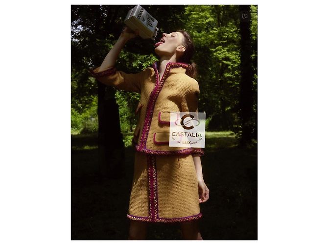 Chanel Verspielt audace Tweedjacke Supermarkt 36 FR Senf - Ansicht 5