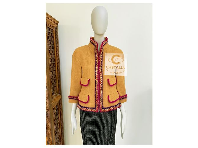 Chanel Verspielt audace Tweedjacke Supermarkt 36 FR Senf - Ansicht 6