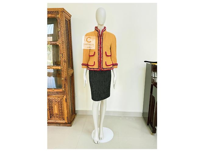 Chanel Verspielt audace Tweedjacke Supermarkt 36 FR Senf - Ansicht 8