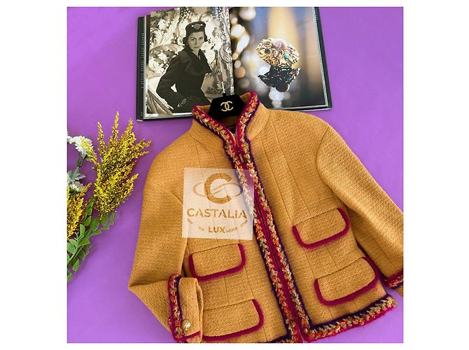 Chanel Verspielt audace Tweedjacke Supermarkt 36 FR Senf - Ansicht 9