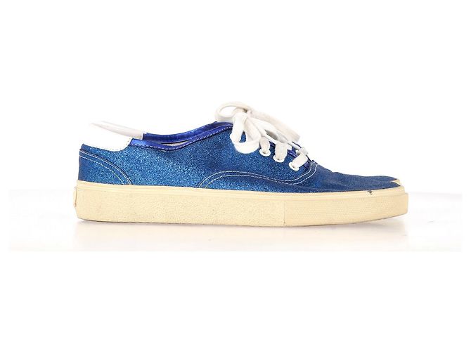 Sneakers basse Saint Laurent in glitter blu - vista 11