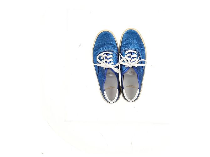 Sneakers basse Saint Laurent in glitter blu - vista 13