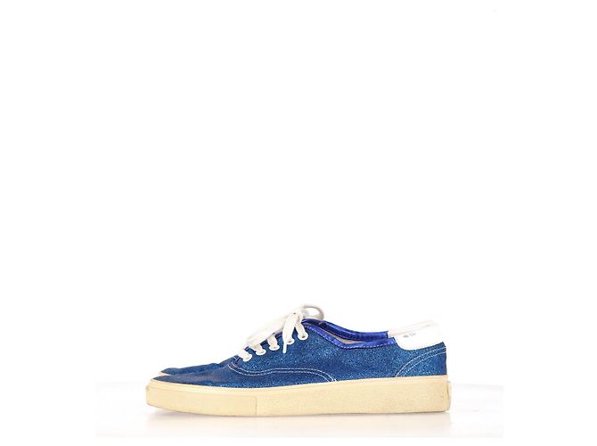 Sneakers basse Saint Laurent in glitter blu - vista 14