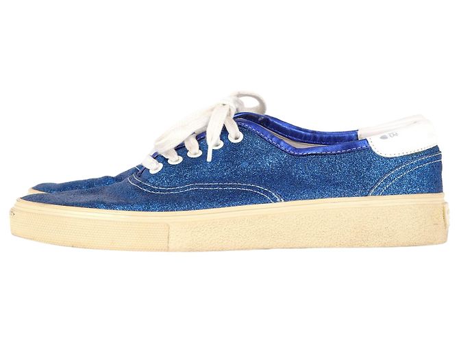 Sneakers basse Saint Laurent in glitter blu - vista 4