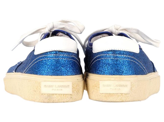 Sneakers basse Saint Laurent in glitter blu - vista 5