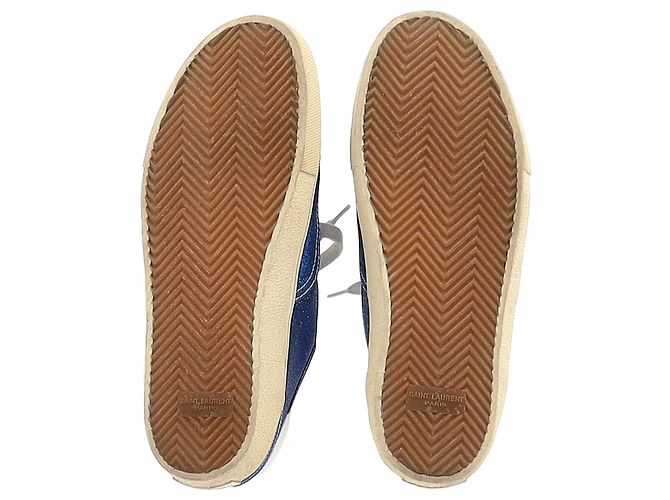Sneakers basse Saint Laurent in glitter blu - vista 6