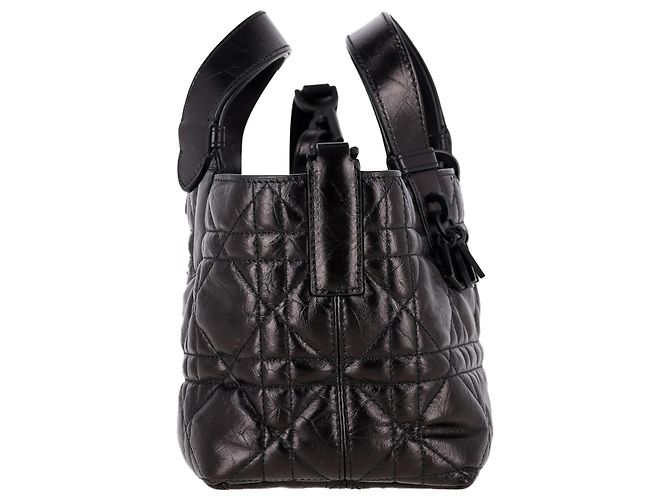 Sac à main Dior Small Toujours Macrocannage en cuir noir - vue 2