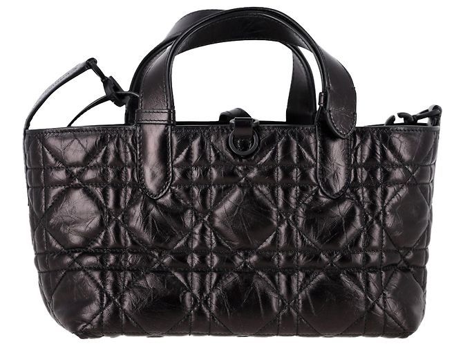 Sac à main Dior Small Toujours Macrocannage en cuir noir - vue 3