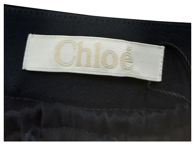 Pantalones con cordón Chloé en poliéster azul marino - vista 3