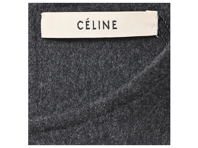 Edge Céline Celine Oversized Pullover mit Rundhalsausschnitt aus grauer Wolle - Ansicht 4
