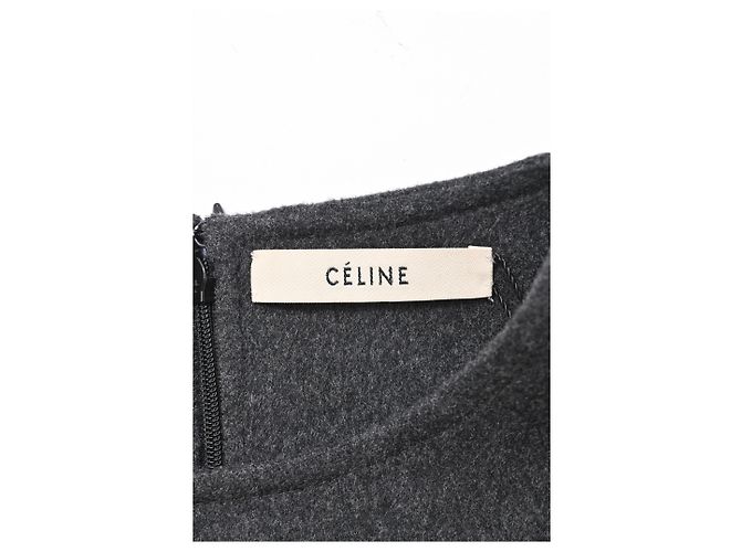 Edge Céline Celine Oversized Pullover mit Rundhalsausschnitt aus grauer Wolle - Ansicht 9