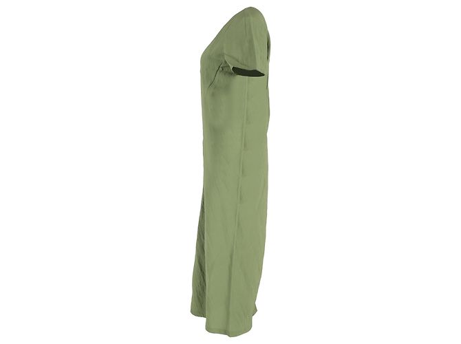 Jil Sander Gathered Shift Dress in Green Polyester - view 2