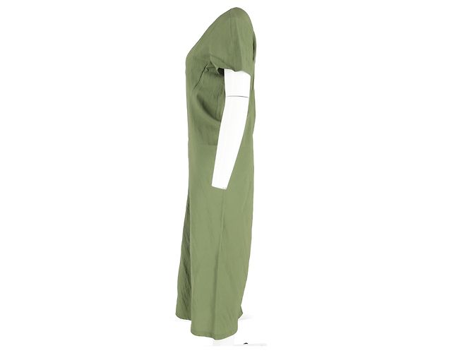 Jil Sander Gathered Shift Dress in Green Polyester - view 5