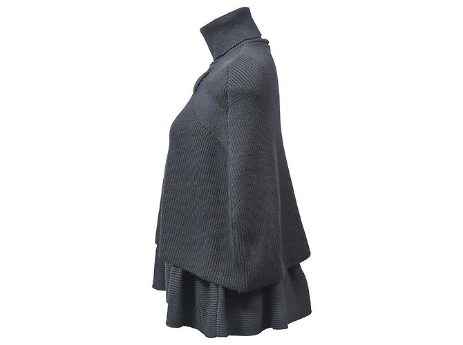 RED Valentino Rollkragen-Cape-Pullover aus schwarzer Viskose - Ansicht 2