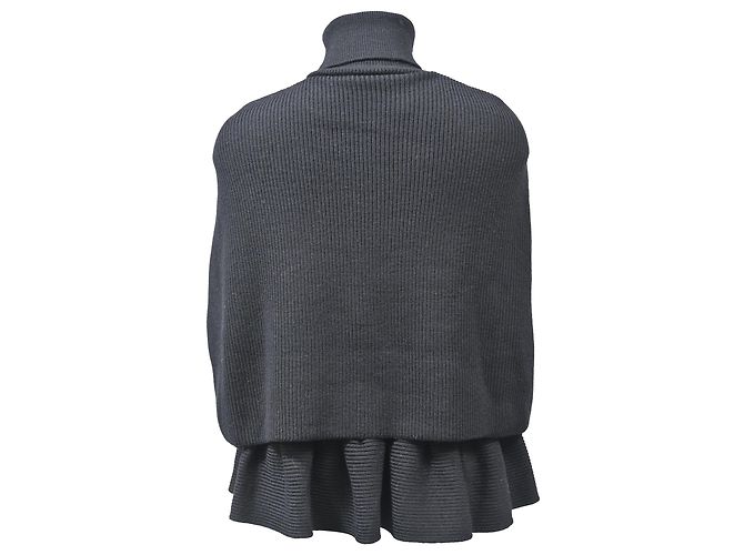 RED Valentino Rollkragen-Cape-Pullover aus schwarzer Viskose - Ansicht 3