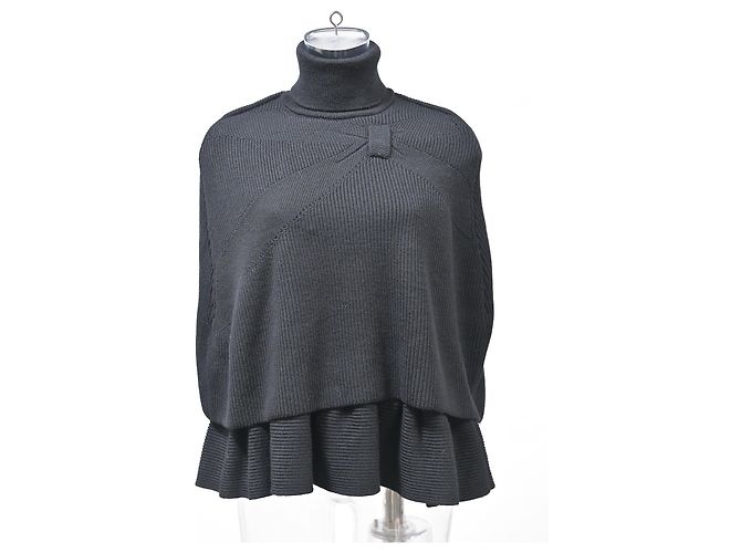 RED Valentino Rollkragen-Cape-Pullover aus schwarzer Viskose - Ansicht 6