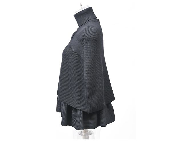 RED Valentino Rollkragen-Cape-Pullover aus schwarzer Viskose - Ansicht 7