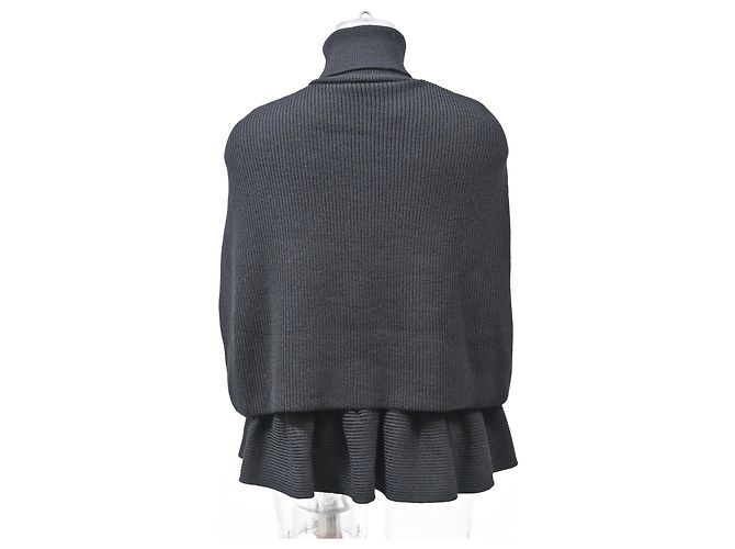 RED Valentino Rollkragen-Cape-Pullover aus schwarzer Viskose - Ansicht 8