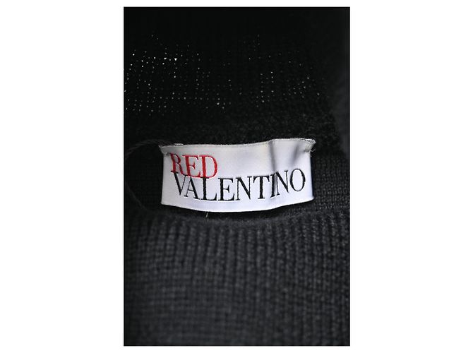 RED Valentino Rollkragen-Cape-Pullover aus schwarzer Viskose - Ansicht 9