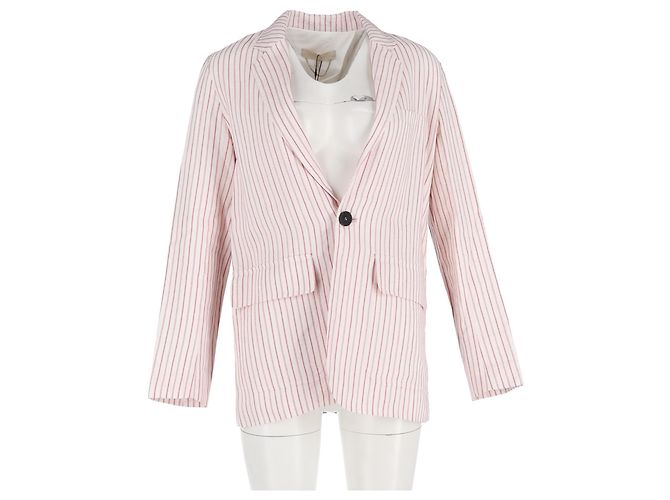 Blazer Woven Leto a Rayas de Vanessa Bruno en Lino Blanco - vista 4