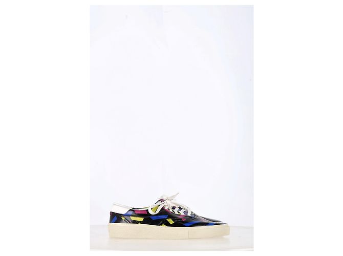Saint Laurent bedruckte Low-Top-Sneaker aus schwarzem Leder - Ansicht 11