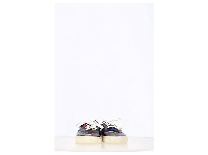 Saint Laurent bedruckte Low-Top-Sneaker aus schwarzem Leder - Ansicht 12