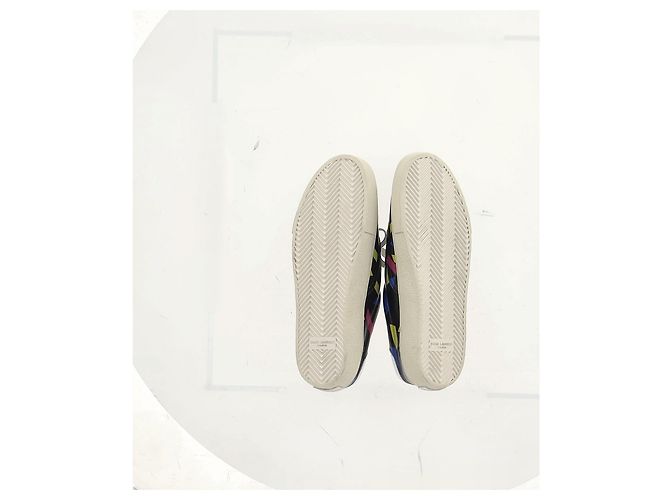 Saint Laurent bedruckte Low-Top-Sneaker aus schwarzem Leder - Ansicht 16