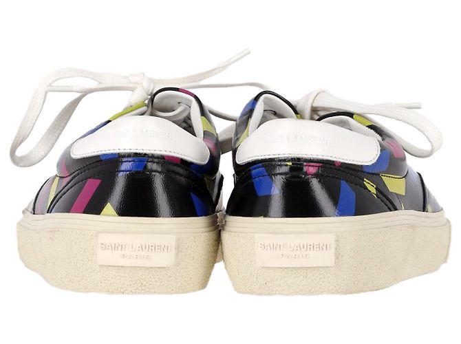 Saint Laurent bedruckte Low-Top-Sneaker aus schwarzem Leder - Ansicht 5