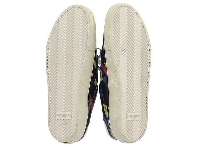 Saint Laurent bedruckte Low-Top-Sneaker aus schwarzem Leder - Ansicht 6