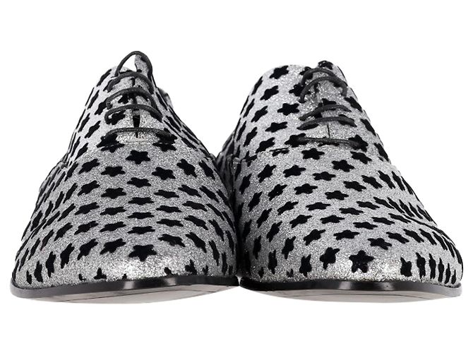 Oxfords con estampado de estrellas de Saint Laurent en purpurina plateada - vista 2