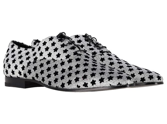 Oxfords con estampado de estrellas de Saint Laurent en purpurina plateada - vista 4