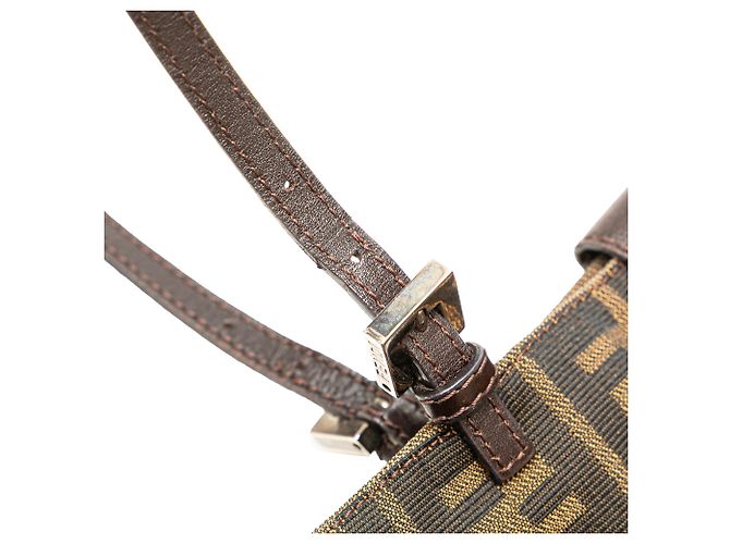 Borsa a spalla in tela Zucca marrone Fendi - vista 10