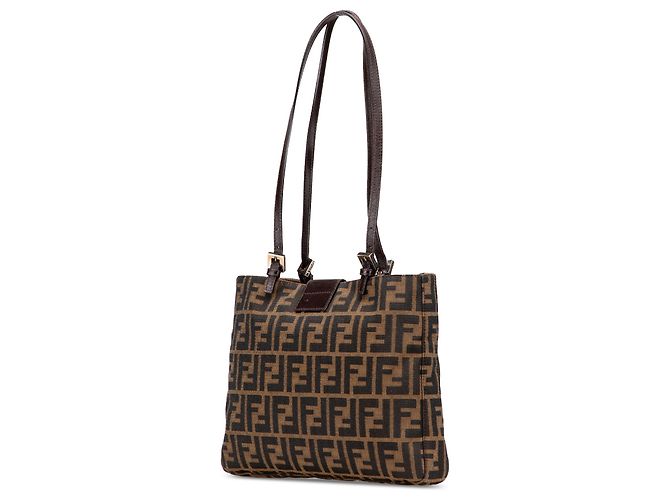 Borsa a spalla in tela Zucca marrone Fendi - vista 2