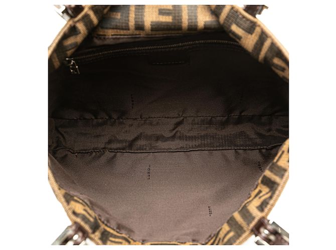 Borsa a spalla in tela Zucca marrone Fendi - vista 4