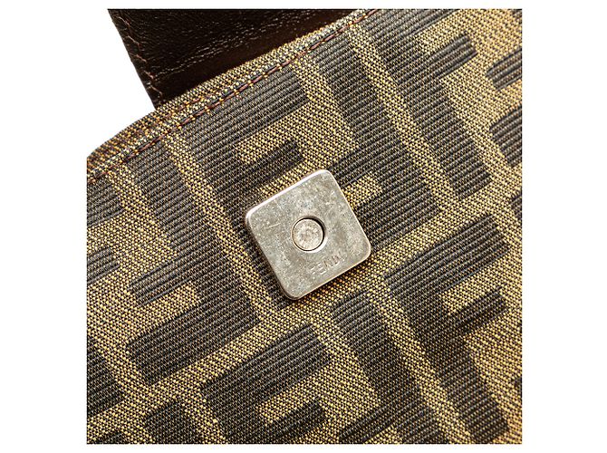 Borsa a spalla in tela Zucca marrone Fendi - vista 9