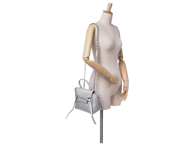 Belt Bag Céline Borsa a cintura in pelle di vitello laminata argento Celine - vista 12