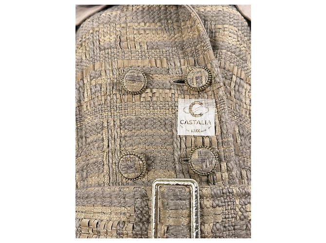 Chanel Abrigo de tweed beige con cinta 34 FR - vista 12