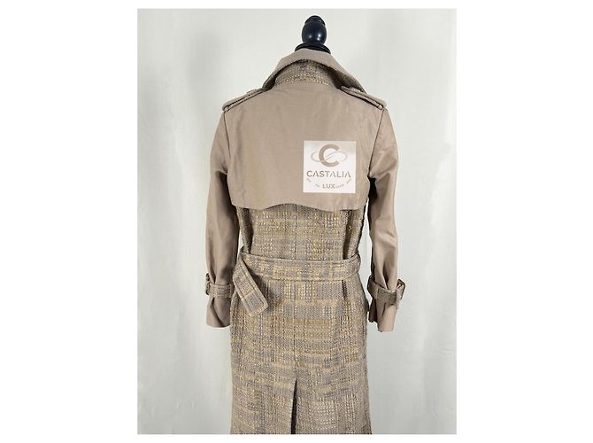 Chanel Abrigo de tweed beige con cinta 34 FR - vista 14