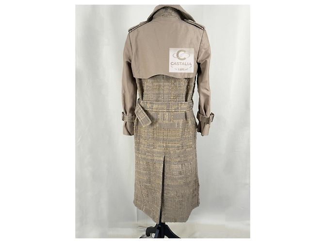 Chanel Abrigo de tweed beige con cinta 34 FR - vista 15