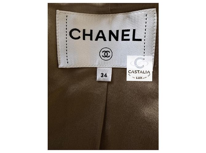 Chanel Abrigo de tweed beige con cinta 34 FR - vista 16