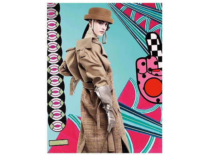 Chanel Abrigo de tweed beige con cinta 34 FR - vista 5