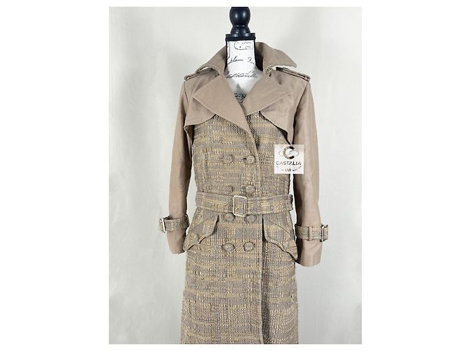 Chanel Abrigo de tweed beige con cinta 34 FR - vista 6
