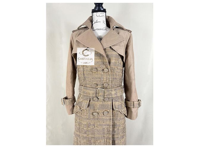 Chanel Abrigo de tweed beige con cinta 34 FR - vista 7