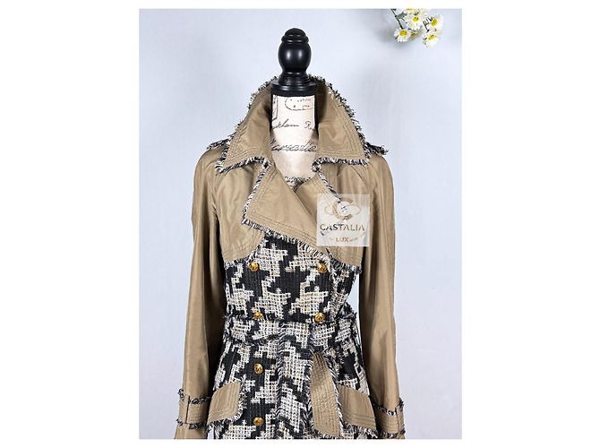 Chanel Trench em tweed pied-de-poule Connoisseurs Gem 2005 36 FR Caqui - vista 10