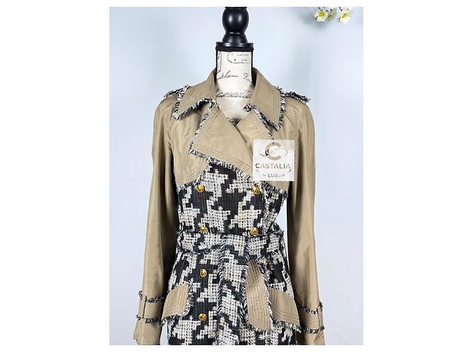 Chanel Trench em tweed pied-de-poule Connoisseurs Gem 2005 36 FR Caqui - vista 11